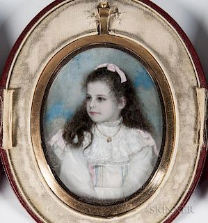 Anglo American School, 19th/20th Century, Portrait Miniature of a Young Girl, Initialed and dated "C.T 1894" c.l., Condition: