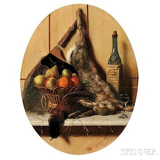 Oreste Costa (Italian, 1851-1901)      Still Life with Game, Fruit, and Wine