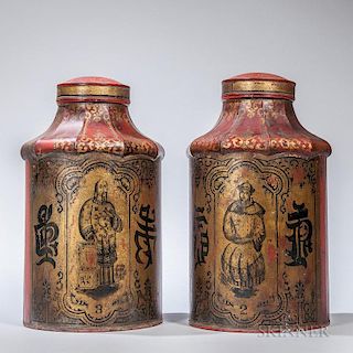 Pair of Chinoiserie-style Tea Canisters
