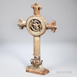 Baroque-style Continental Painted and Parcel-giltwood Cross