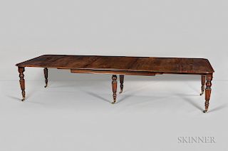 Regency Mahogany Veneered Extension Dining Table, England, first quarter 19th century, molded rectangular top on six supporti