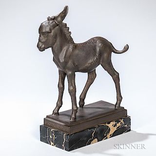 Gertrude Katherine Lathrop (American, 1896-1986)  Bronze Figure of a Donkey, standing on a stepped hardstone plinth, inscribe