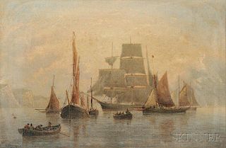 British School, 19th Century      Harbor View with Ships
