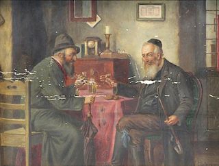 OSTERSETZER, Carl. Oil on Panel. The Conversation.