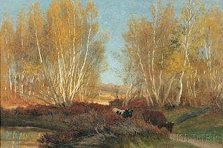 Marcus A. Waterman (American, 1834-1914)      Cattle in Landscape