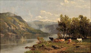 Thomas Bigelow Craig (American, 1849-1924)      River Landscape with Cattle