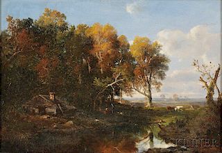 Régis François Gignoux (French, 1816-1882)      Autumn Landscape with Cows