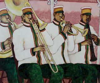 BOOKER, Stephen H. Oil on Canvas. "Brass Band".