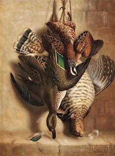 François B. de Blois (American, 1829-1913)      Hanging Game Birds