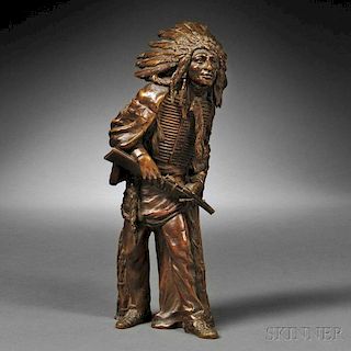 Carl Kauba (Austrian/American, 1865-1922)      Native American with a Rifle