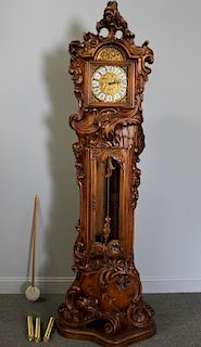 Italian Rococo Carved Wood Tallcase Clock