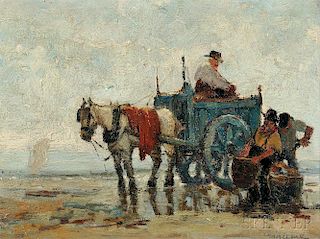 Anthony Thieme (American, 1888-1954)      Kelp Harvesters with Horse Cart