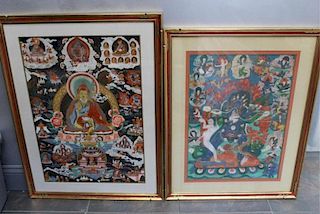 2 Framed Antique South East Asian Thangkas.