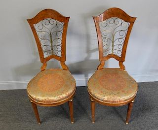 Pair of Louis Philippe Style High Back Chairs.