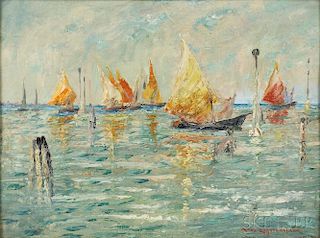 Anne Rogers Minor (American, 1864-1947)      Boats Becalmed, Venice