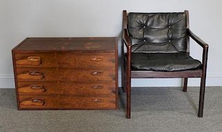 MIDCENTURY. Rosewood Wall Hung Unit Together With