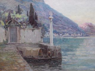 Frederick Carl Gottwald (American, 1860-1941)Boat House, Lake Como, 1910