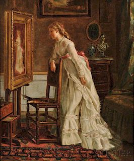 Eleanor Cunningham Bannister (American, 1858-1939)      Admiring Her Own Portrait/A Self Portrait