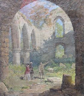 Samuel Rayner (British, 1820-1874)Tour of a Ruined Cathedral, 1858