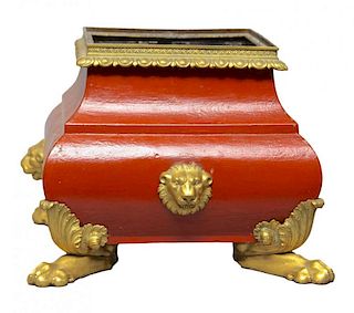 A Red Tole Peinte Planter With Finely Cast Gilt Bronze Mounts, 19th century