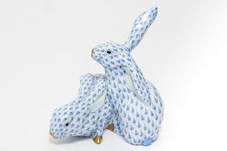 Herend Hungary Porcelain "Rabbits" Figurine