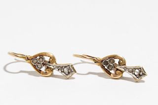 14K Gold & Diamond Antique Earrings