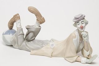 Lladro Porcelain Figure, Reclining Clown with Ball