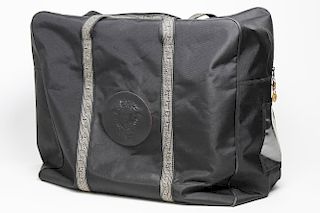 Versace Black Nylon & Leather Oversize Duffel Bag