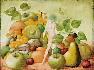 Lucien Augé (French, b. 1933)      Two Works: Still Life with Standing Nude
