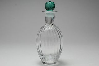 Crystal Ribbed Decanter, Colorless & Green