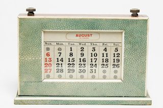 English Art Deco Shagreen Perpetual Calendar