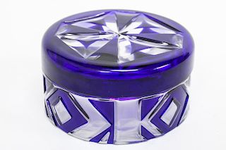 Cristal France Blue-Cut-to-Clear Glass Box & Lid