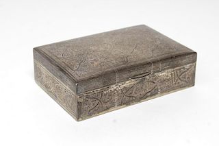 Indo-Persian Chased Silver Trinket Box, Vintage