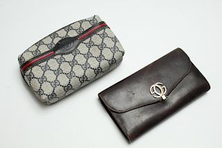 Gucci Monogram Clutch & Leather Wallet, Vintage