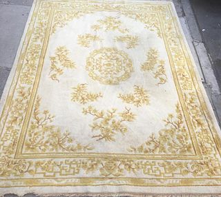 Oriental Carpet, 9' X 11' 8", in Gold and Cream