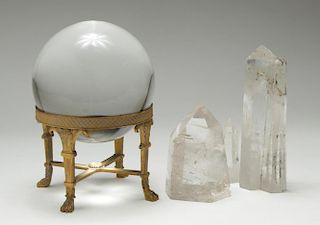 Crystal Ball & Rock Crystal Obelisk Specimens
