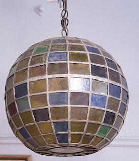 Multi-Colored Leaded Stained Glass Chandelier
