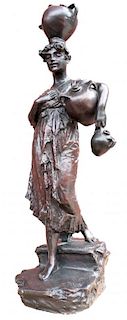 Francesco de Matteis (Italian, 1852-1917) "Carefully Descending" Neapolitan Woman Carrying Wine Vessels, 1883