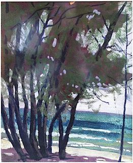 Carl Frederick Gaertner (American, 1898-1952)
Lake Erie with Trees, 1930
