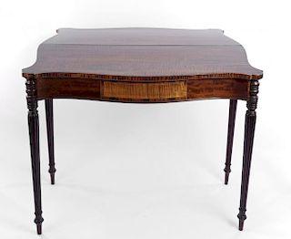 Finely Figured American Tiger Maple Turret Top Game Table, c. 1820