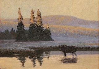 Paul Colbrun (American, 1902-1952)
Female Moose in River