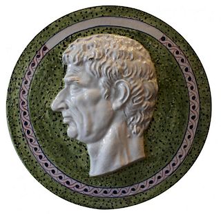 Majolica Roundel Portrait of a Roman Emperor, Early 20th century