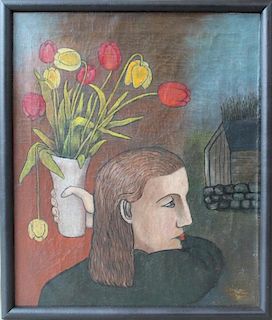 Israel Kantor (called Iskantor) (Russian/American, 1906-1986) Girl with Vase of Tulips, 1936