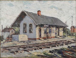 Arthur J.Laws (American, 1894-1960)
Nickel Plate Railroad Station, Avon Ohio