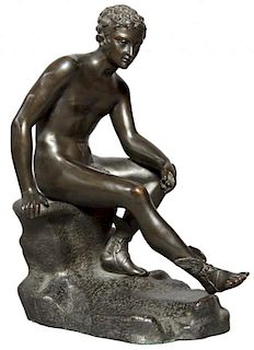 Grand Tour Bronze Figure of Mercury Seated, 19th century