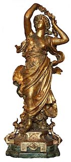 Gilt Metal Figure of a Goddess, Flora, 19th century