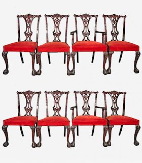 Set of 8 Chippendale Style Mahogany Dining Chairs c.1920Õs