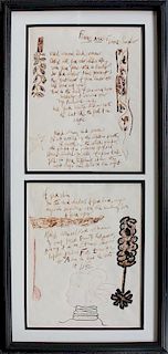 Romare Bearden (American, 1911-1988) Femme Noir, by Leopold Senghor, Handwritten by Romare Bearden with pen and ink drawings 