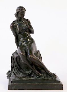 Max Kalish (American, 1891-1945) Bronze Seated Nude, 1934