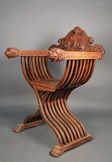 Italian Savanarola or curule chair, 19thc.